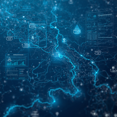 Cuenca hidrográfica, embalses, canales y ríos, paneles de datos, predicción.de caudales,